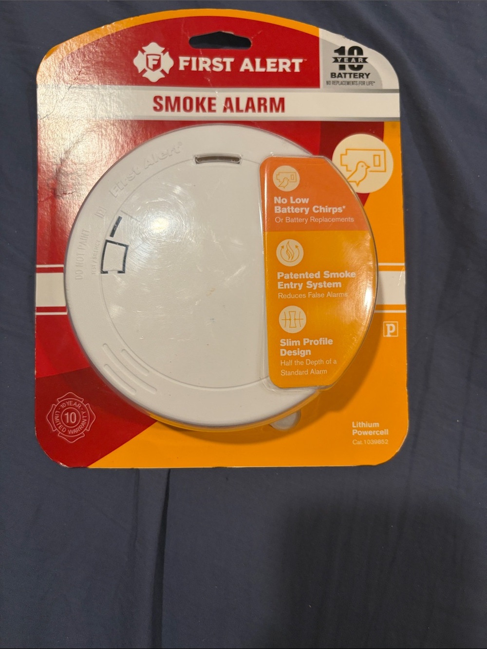 First Alert White Smoke Alarm - Battery Powered Slim Profile